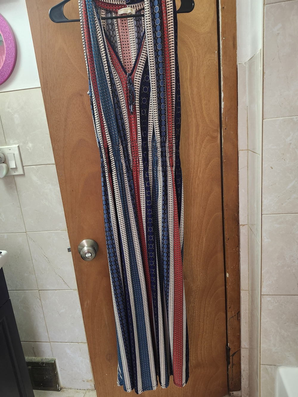 Striped Sleeveless Maxi Dress with V-Neck